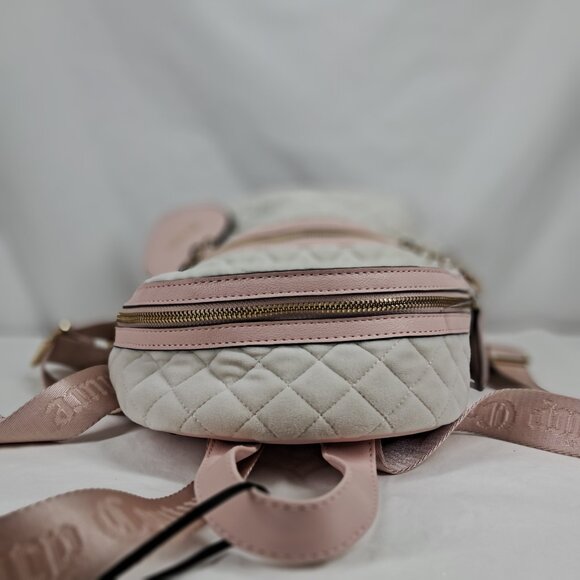 Juicy Couture Royal Moment Pink Cream Soft Velvet Backpack Purse Bag - Picture 8 of 16